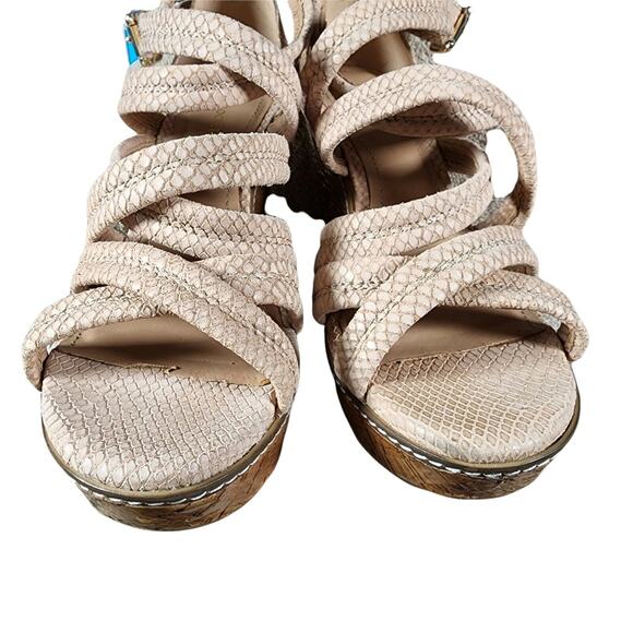 Sole Society Platform Wedge Heel Beige Strappy Sandals Womens 10B/EU40 Shoes EUC - Picture 5 of 11